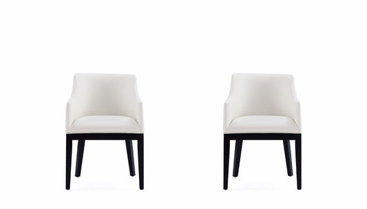 Manhattan Comfort - Gansevoort Faux Leather Armchair with Beech Wood Legs in Cream - Set of 2 - 2-DC051AR-CR veiw 1