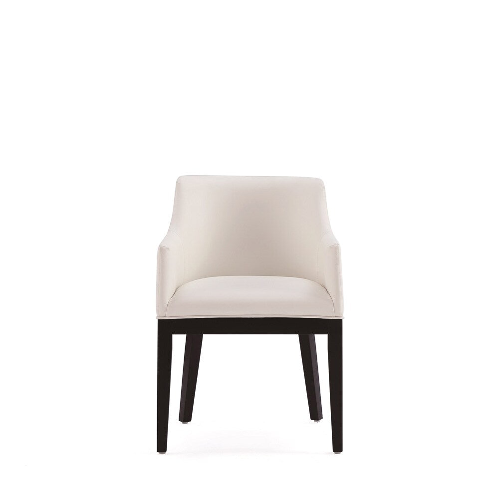Manhattan Comfort - Gansevoort Faux Leather Armchair with Beech Wood Legs in Cream - Set of 2 - 2-DC051AR-CR veiw 2