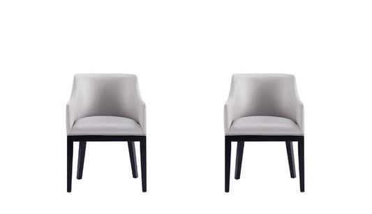 Manhattan Comfort - Gansevoort Faux Leather Armchair with Beech Wood Legs in Light Grey - Set of 2 - 2-DC051AR-LG veiw 1