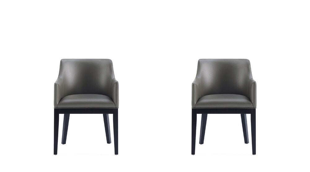 Manhattan Comfort - Gansevoort Faux Leather Armchair with Beech Wood Legs in Pebble Grey - Set of 2 - 2-DC051AR-PE veiw 1