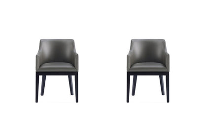 Manhattan Comfort - Gansevoort Faux Leather Armchair with Beech Wood Legs in Pebble Grey - Set of 2 - 2-DC051AR-PE veiw 1
