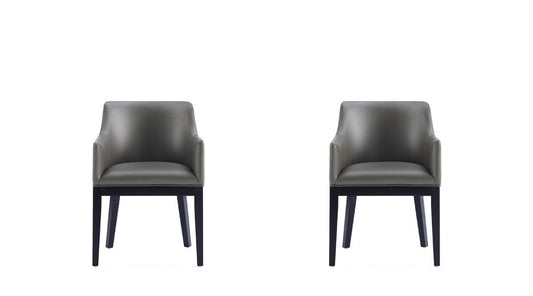 Manhattan Comfort - Gansevoort Faux Leather Armchair with Beech Wood Legs in Pebble Grey - Set of 2 - 2-DC051AR-PE veiw 1