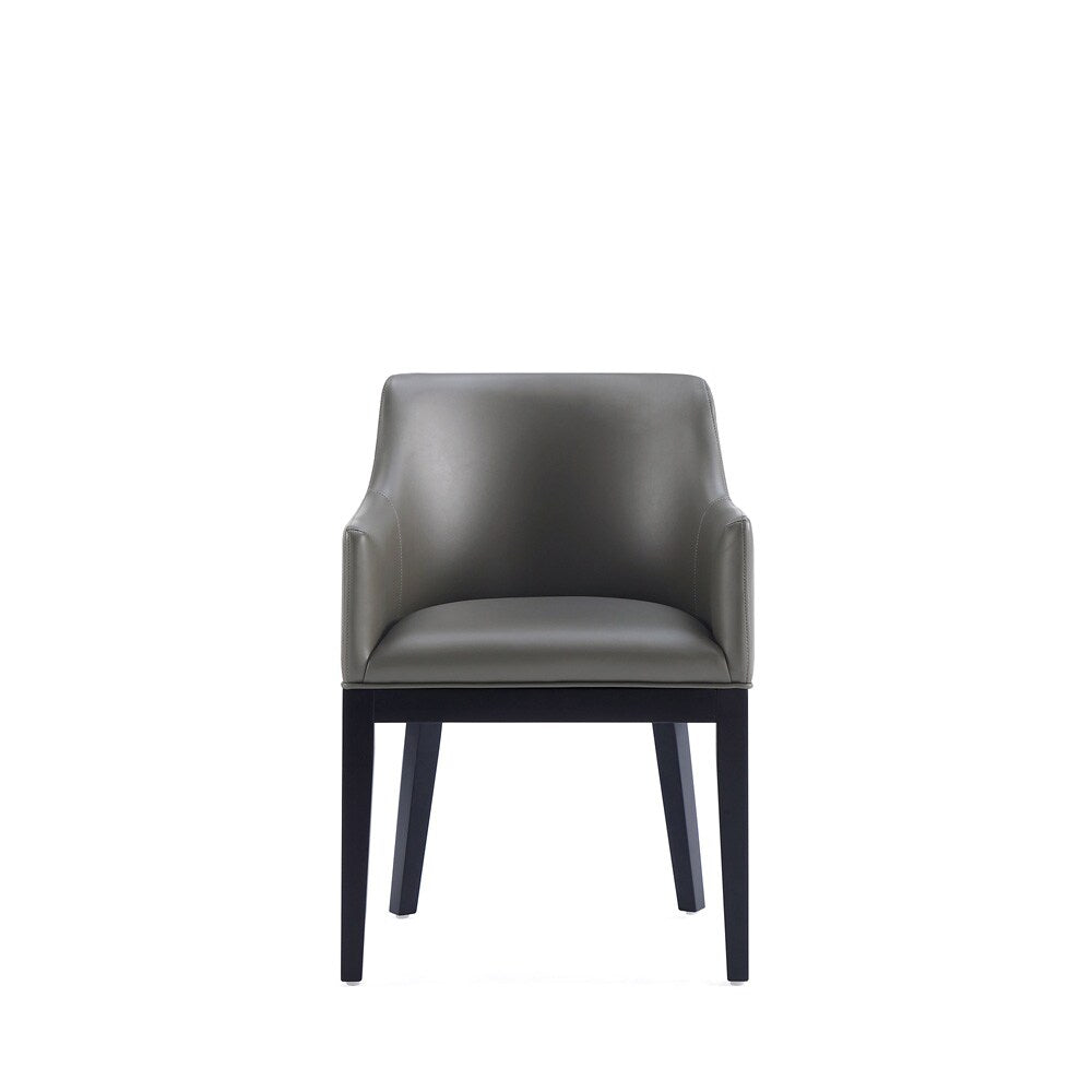 Manhattan Comfort - Gansevoort Faux Leather Armchair with Beech Wood Legs in Pebble Grey - Set of 2 - 2-DC051AR-PE veiw 2