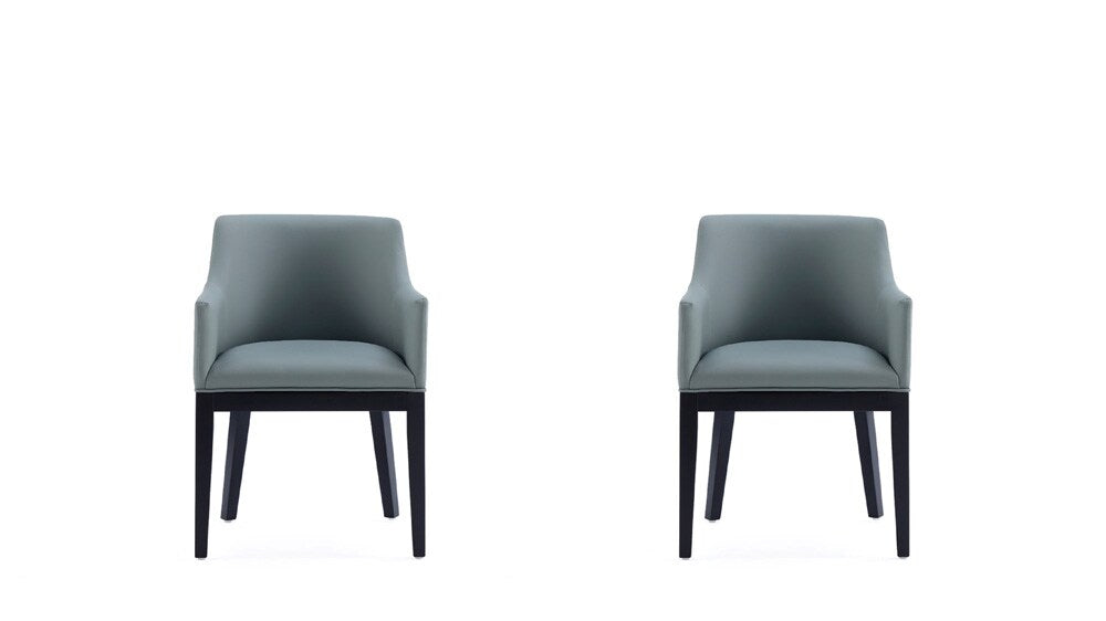 Manhattan Comfort - Gansevoort Faux Leather Armchair with Beech Wood Legs in Pewter - Set of 2 - 2-DC051AR-PT veiw 1