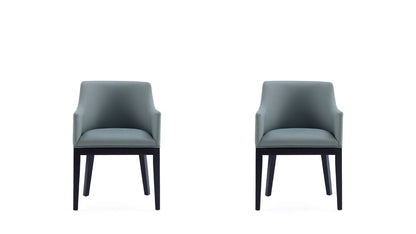 Manhattan Comfort - Gansevoort Faux Leather Armchair with Beech Wood Legs in Pewter - Set of 2 - 2-DC051AR-PT veiw 1