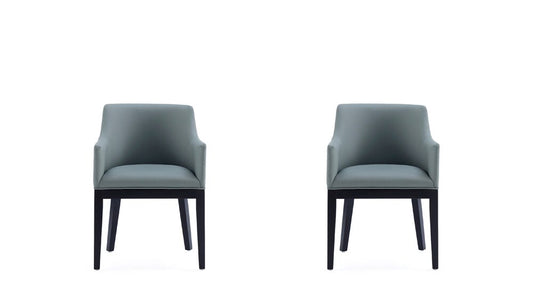 Manhattan Comfort - Gansevoort Faux Leather Armchair with Beech Wood Legs in Pewter - Set of 2 - 2-DC051AR-PT veiw 1