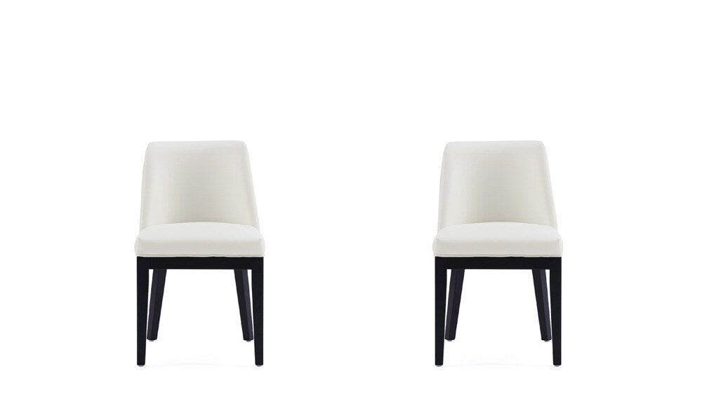 Manhattan Comfort - Gansevoort Faux Leather Dining Chairs with Beech Wood Legs in Cream - Set of 2 - DC051-CR veiw 1
