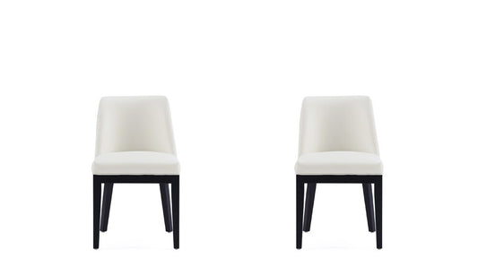 Manhattan Comfort - Gansevoort Faux Leather Dining Chairs with Beech Wood Legs in Cream - Set of 2 - DC051-CR veiw 1