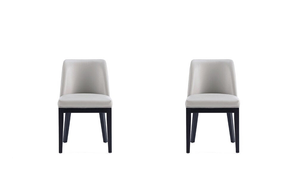 Manhattan Comfort - Gansevoort Faux Leather Dining Chairs with Beech Wood Legs in Light Grey - Set of 2 - DC051-LG veiw 1