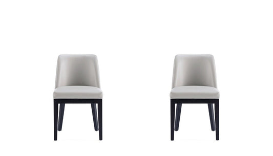 Manhattan Comfort - Gansevoort Faux Leather Dining Chairs with Beech Wood Legs in Light Grey - Set of 2 - DC051-LG veiw 1