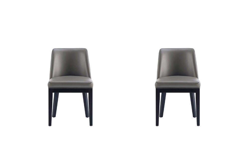 Manhattan Comfort - Gansevoort Faux Leather Dining Chairs with Beech Wood Legs in Pebble Grey - Set of 2 - DC051-PE veiw 1