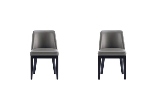 Manhattan Comfort - Gansevoort Faux Leather Dining Chairs with Beech Wood Legs in Pebble Grey - Set of 2 - DC051-PE veiw 1