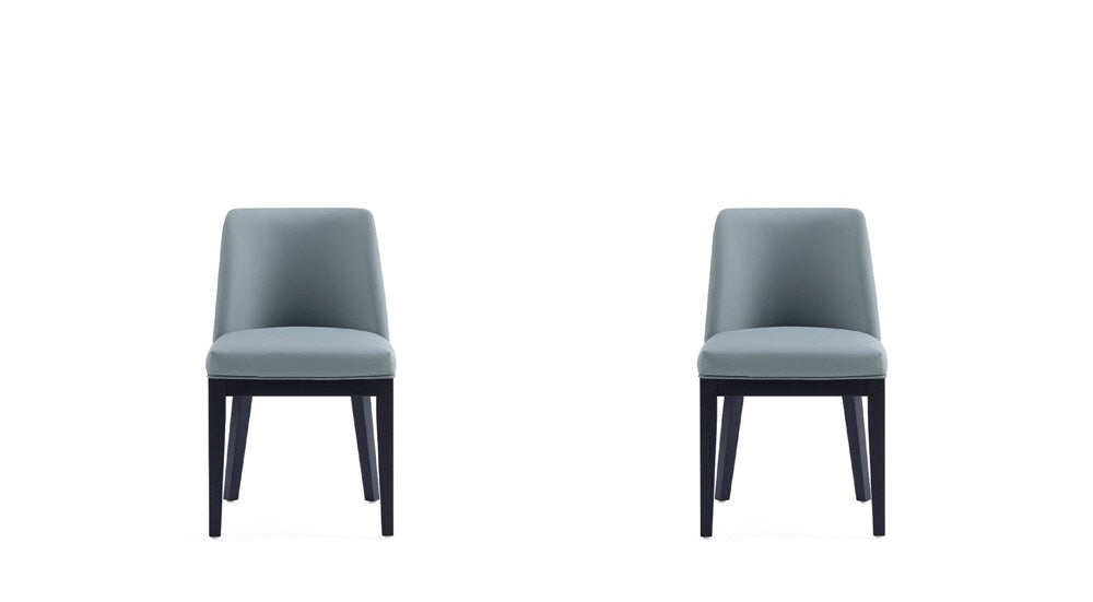 Manhattan Comfort - Gansevoort Faux Leather Dining Chairs with Beech Wood Legs in Pewter - Set of 2 - DC051-PT veiw 1