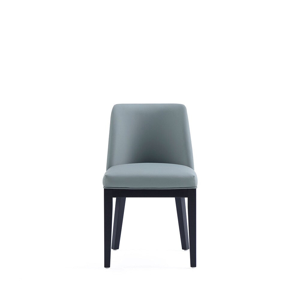 Manhattan Comfort - Gansevoort Faux Leather Dining Chairs with Beech Wood Legs in Pewter - Set of 2 - DC051-PT veiw 2