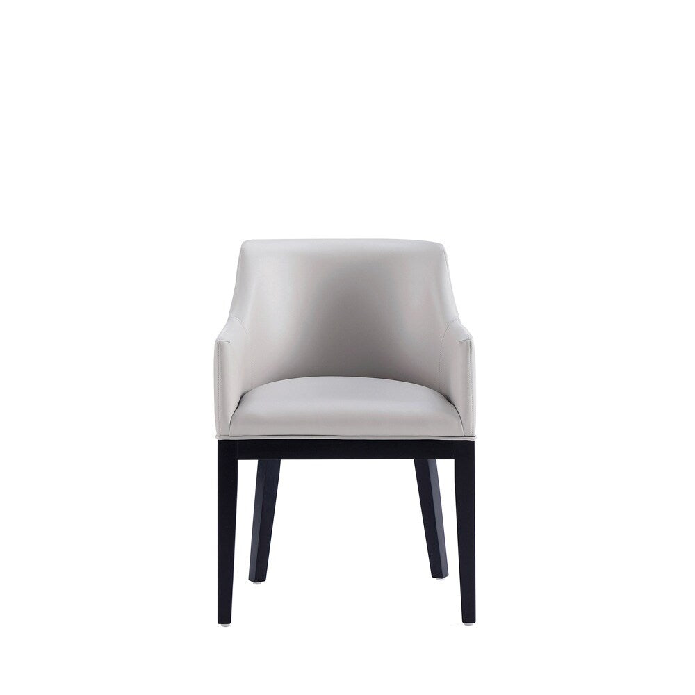 Manhattan Comfort - Gansevoort Faux Leather Armchair with Beech Wood Legs in Light Grey - DC051AR-LG veiw 2