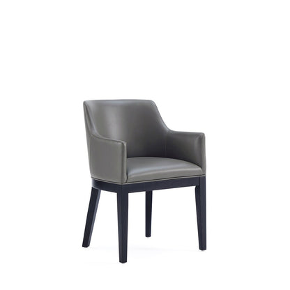 Manhattan Comfort - Gansevoort Faux Leather Armchair with Beech Wood Legs in Pebble Grey - DC051AR-PE veiw 1