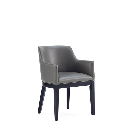 Manhattan Comfort - Gansevoort Faux Leather Armchair with Beech Wood Legs in Pebble Grey - DC051AR-PE veiw 1
