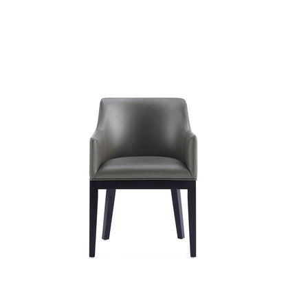 Manhattan Comfort - Gansevoort Faux Leather Armchair with Beech Wood Legs in Pebble Grey - DC051AR-PE veiw 2