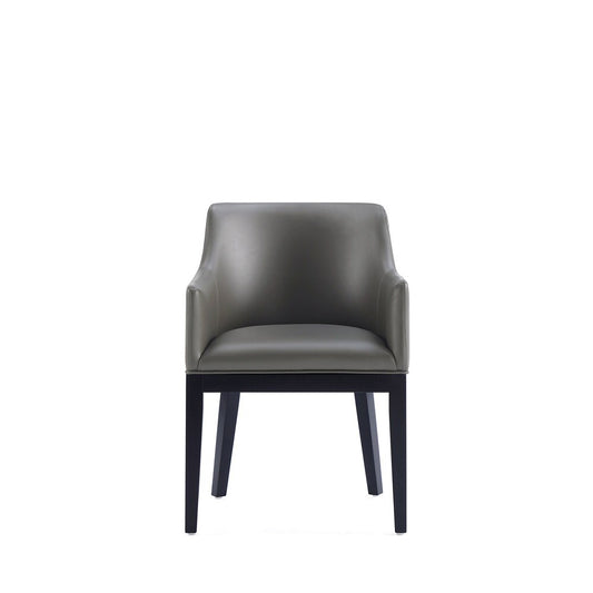 Manhattan Comfort - Gansevoort Faux Leather Armchair with Beech Wood Legs in Pebble Grey - DC051AR-PE veiw 2