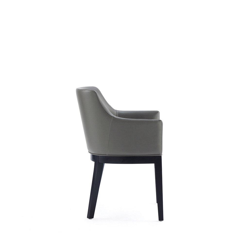 Manhattan Comfort - Gansevoort Faux Leather Armchair with Beech Wood Legs in Pebble Grey - DC051AR-PE veiw 4