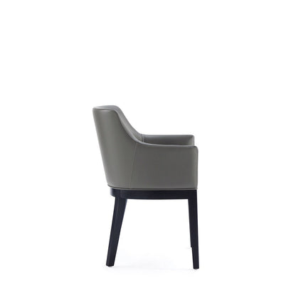 Manhattan Comfort - Gansevoort Faux Leather Armchair with Beech Wood Legs in Pebble Grey - DC051AR-PE veiw 4