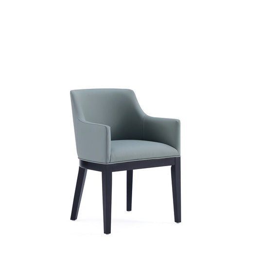 Manhattan Comfort - Gansevoort Faux Leather Armchair with Beech Wood Legs in Pewter - DC051AR-PT veiw 1