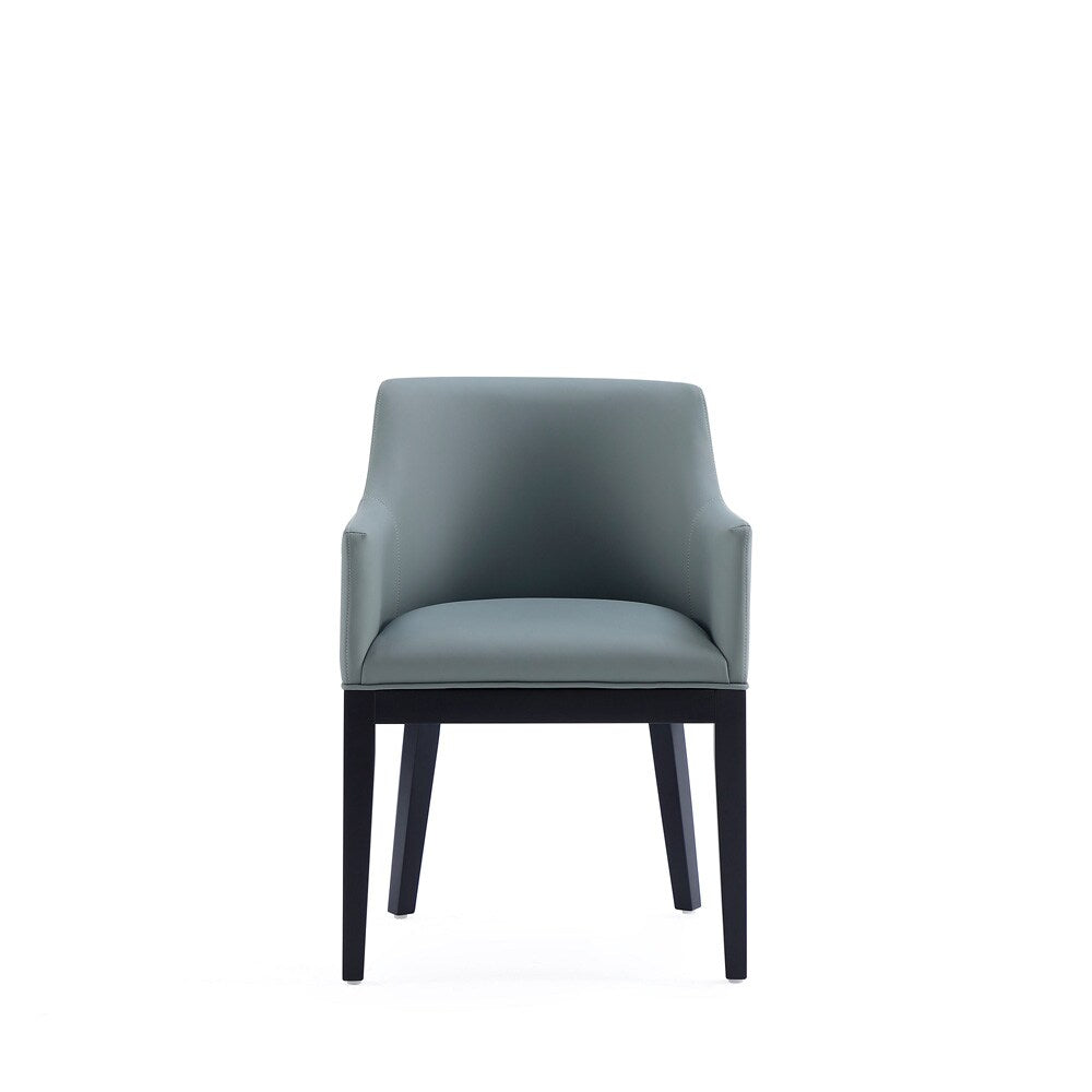 Manhattan Comfort - Gansevoort Faux Leather Armchair with Beech Wood Legs in Pewter - DC051AR-PT veiw 2