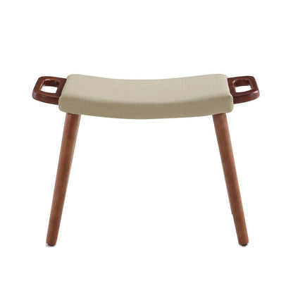 Manhattan Comfort - Geta Linen Weave Ottoman with Ash Wood Legs in Barley and Antique Walnut - OT001-BA veiw 2