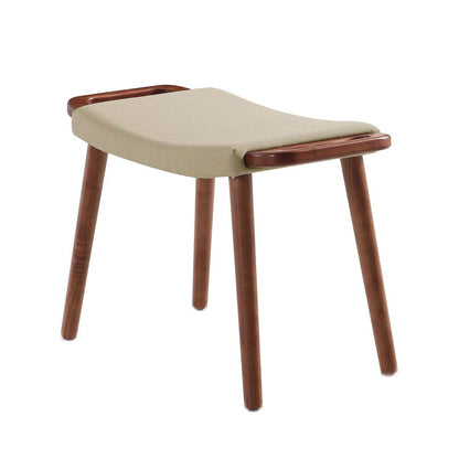 Manhattan Comfort - Geta Linen Weave Ottoman with Ash Wood Legs in Barley and Antique Walnut - OT001-BA veiw 3