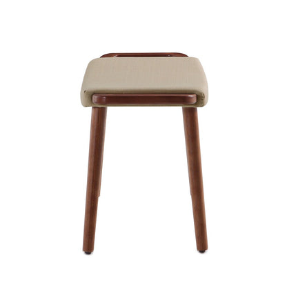 Manhattan Comfort - Geta Linen Weave Ottoman with Ash Wood Legs in Barley and Antique Walnut - OT001-BA veiw 4