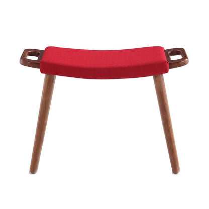 Manhattan Comfort - Geta Linen Weave Ottoman with Ash Wood Legs in Red and Antique Walnut - OT001-RD veiw 2