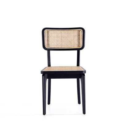 Manhattan Comfort - Giverny Dining Chair with American Ash Wood Legs in Black and Natural Cane - Set of 4 - 2-DCCA04-BK veiw 2