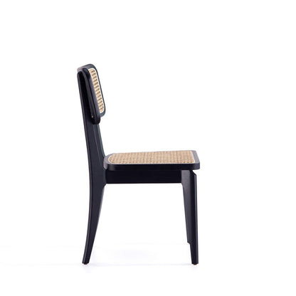 Manhattan Comfort - Giverny Dining Chair with American Ash Wood Legs in Black and Natural Cane - Set of 4 - 2-DCCA04-BK veiw 4
