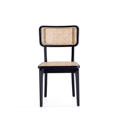Manhattan Comfort - Giverny Dining Chair with American Ash Wood Legs in Black and Natural Cane - Set of 2 - DCCA04-BK veiw 2