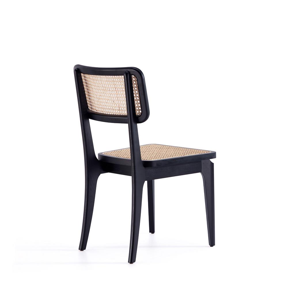 Manhattan Comfort - Giverny Dining Chair with American Ash Wood Legs in Black and Natural Cane - Set of 2 - DCCA04-BK veiw 3