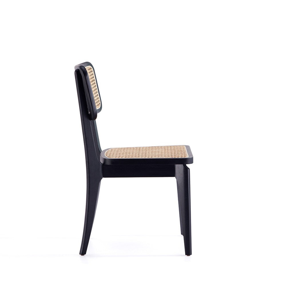 Manhattan Comfort - Giverny Dining Chair with American Ash Wood Legs in Black and Natural Cane - Set of 2 - DCCA04-BK veiw 4