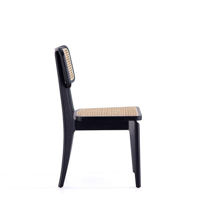 Manhattan Comfort - Giverny Dining Chair with American Ash Wood Legs in Black and Natural Cane - Set of 2 - DCCA04-BK veiw 4