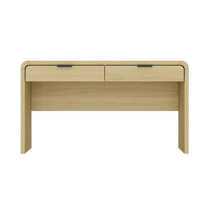 Manhattan Comfort - Grace 54 Home Office Desk with 2 Drawers in Natural Oak and Black - DK001-NO veiw 1