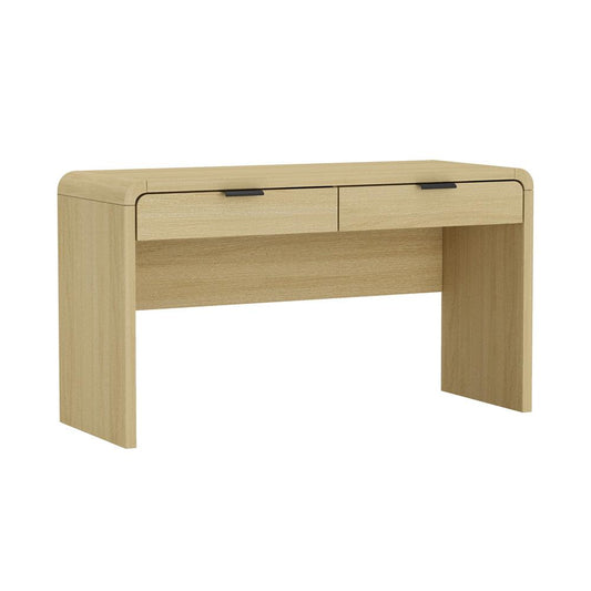Manhattan Comfort - Grace 54 Home Office Desk with 2 Drawers in Natural Oak and Black - DK001-NO veiw 2