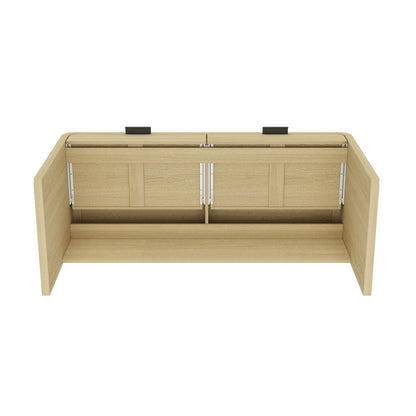 Manhattan Comfort - Grace 54 Home Office Desk with 2 Drawers in Natural Oak and Black - DK001-NO veiw 5