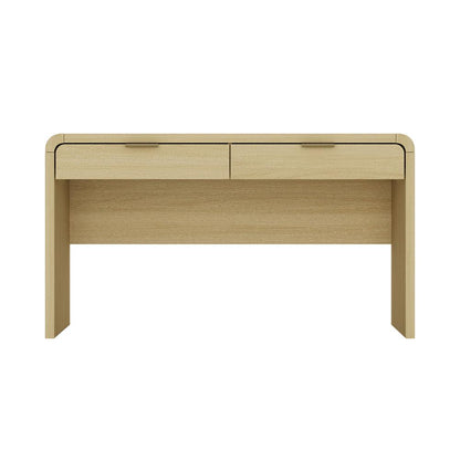 Manhattan Comfort - Grace 54 Home Office Desk with 2 Drawers in Natural Oak and Gold - DK001-GNO veiw 1