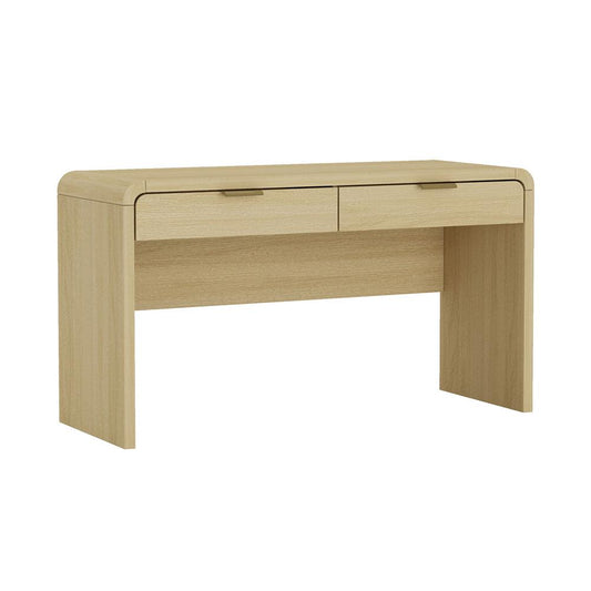 Manhattan Comfort - Grace 54 Home Office Desk with 2 Drawers in Natural Oak and Gold - DK001-GNO veiw 2