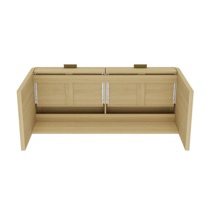 Manhattan Comfort - Grace 54 Home Office Desk with 2 Drawers in Natural Oak and Gold - DK001-GNO veiw 5
