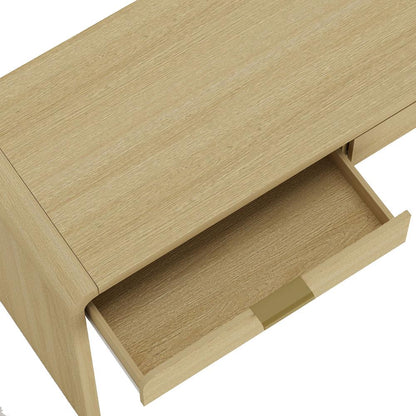Manhattan Comfort - Grace 54 Home Office Desk with 2 Drawers in Natural Oak and Gold - DK001-GNO veiw 6