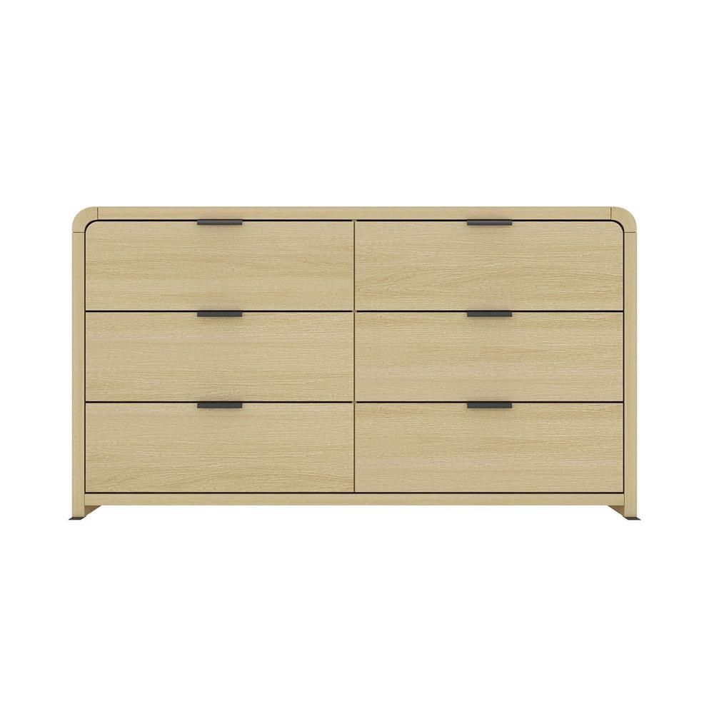 Manhattan Comfort - Grace 60 Double Dresser with 6 Drawers in Natural Oak and Black - DR009-NO veiw 1