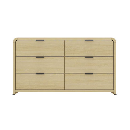 Manhattan Comfort - Grace 60 Double Dresser with 6 Drawers in Natural Oak and Black - DR009-NO veiw 1