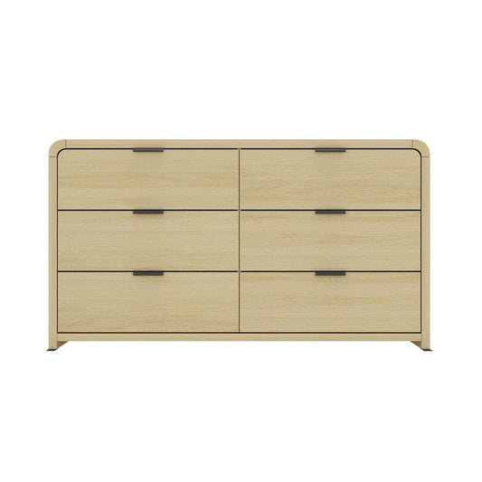 Manhattan Comfort - Grace 60 Double Dresser with 6 Drawers in Natural Oak and Black - DR009-NO veiw 1