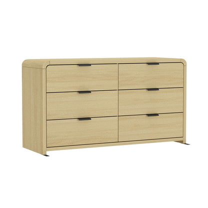 Manhattan Comfort - Grace 60 Double Dresser with 6 Drawers in Natural Oak and Black - DR009-NO veiw 2