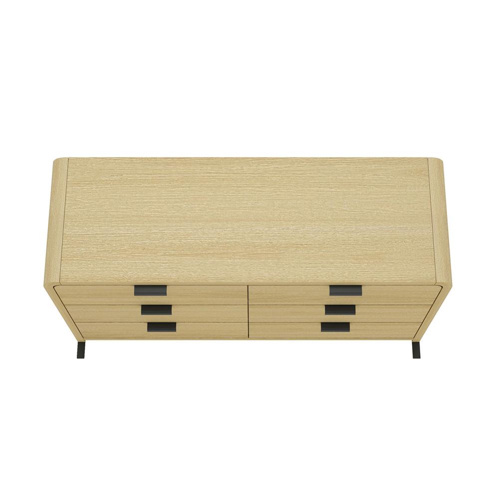 Manhattan Comfort - Grace 60 Double Dresser with 6 Drawers in Natural Oak and Black - DR009-NO veiw 3