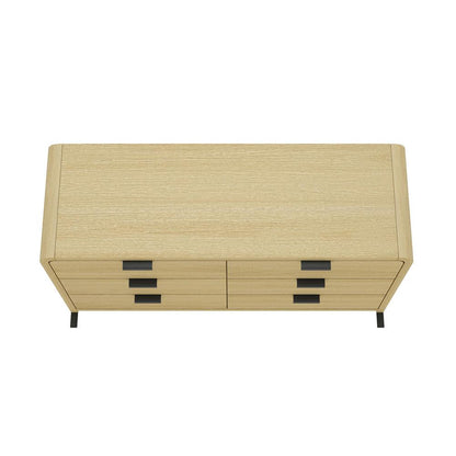 Manhattan Comfort - Grace 60 Double Dresser with 6 Drawers in Natural Oak and Black - DR009-NO veiw 3